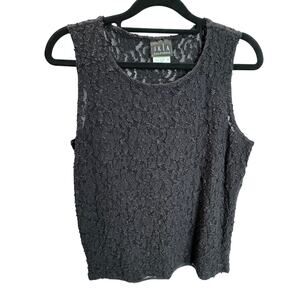 JKLA California Vintage Y2K Black Lace Tank Top Sleeveless Blouse Small Grunge